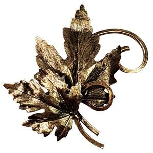 Maple Leaf Leaves Brooch 1.75" Pin Vtg Unsigned